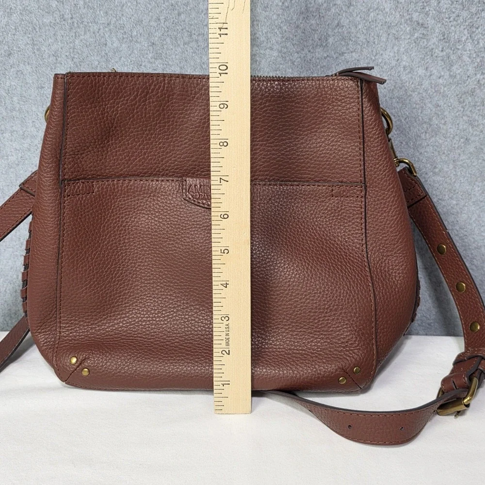 American Leather Co Luca Triple Entry Crossbody Purse Brown